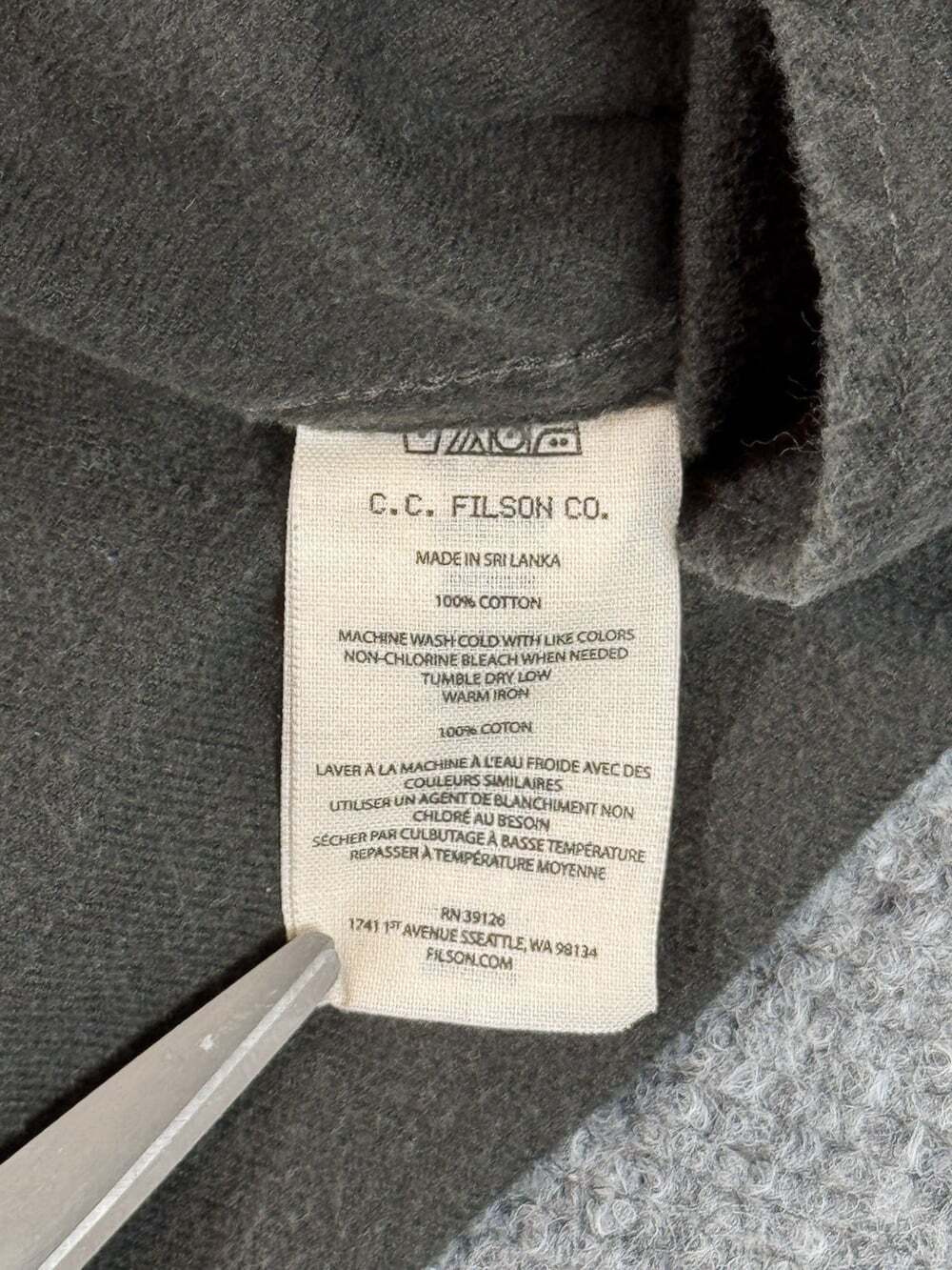 Filson Patch Cotton Solid Western Button Up Shirt Long Sleeve Pockets XXL Gray - Picture 6 of 8